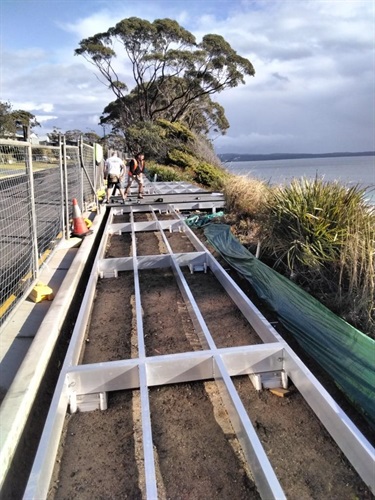 Decking on viewing platform