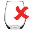 drinking glass with cross marking no