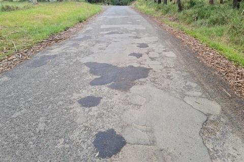 Filled potholes at Agars Lane, Berry