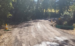 Prepared pavement for sealing on Irvines Road.