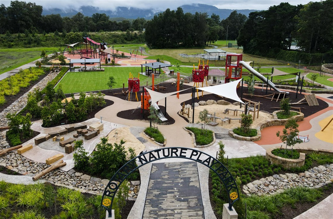 Aerial view of Boongaree play equipment