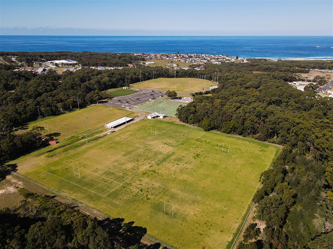 Aerial view of Ulladulla Sports Park sproting fields