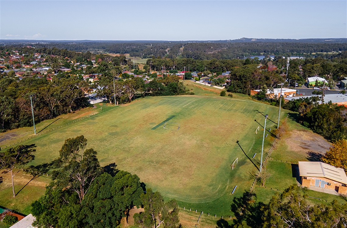 Aerial view of soccer field