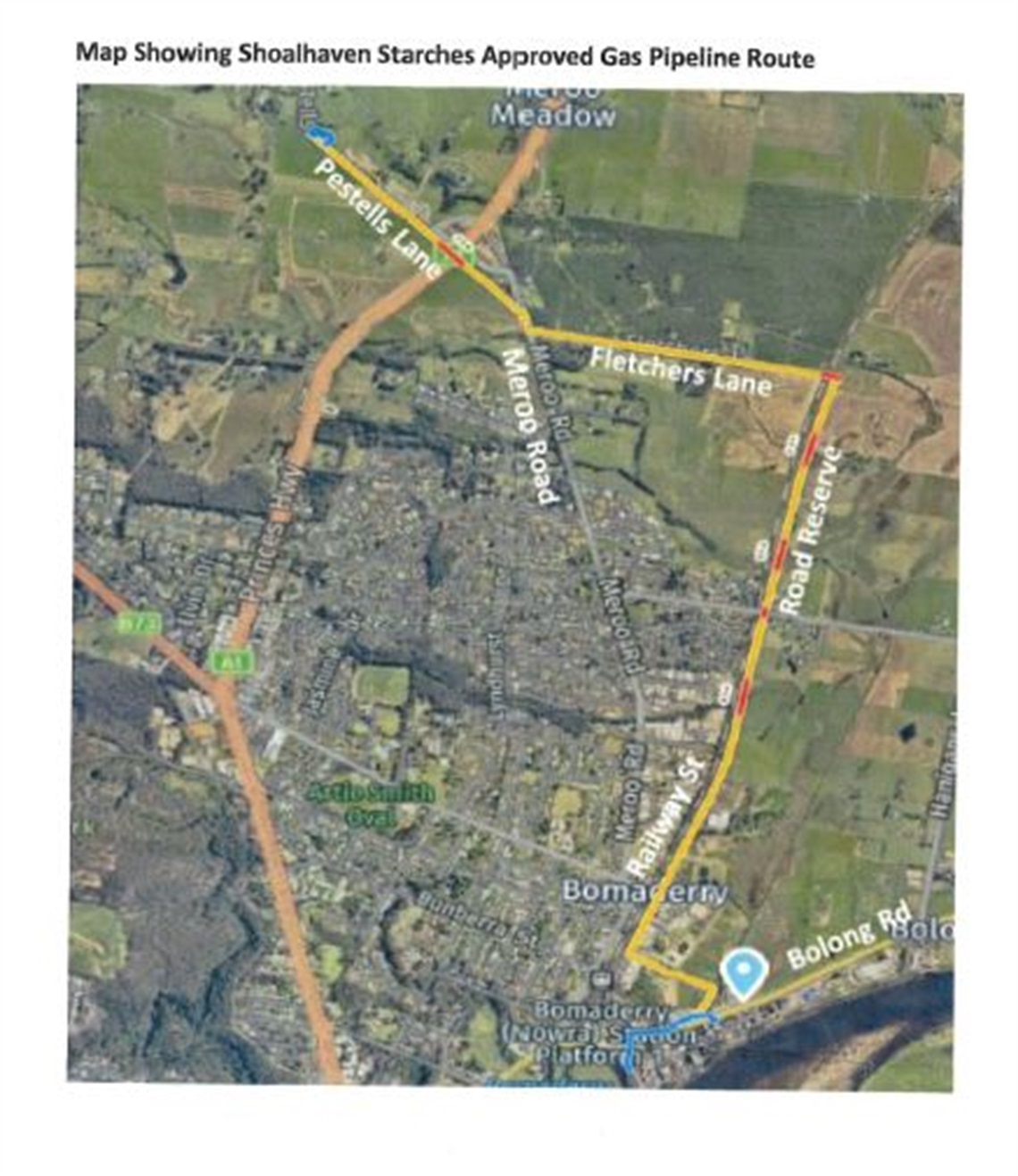 Shoalhaven Starches approved gas pipeline route.JPG