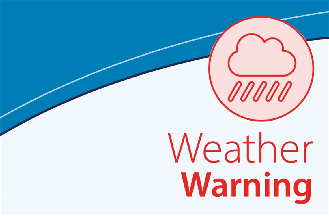 Rain cloud icon with Weather Warning text
