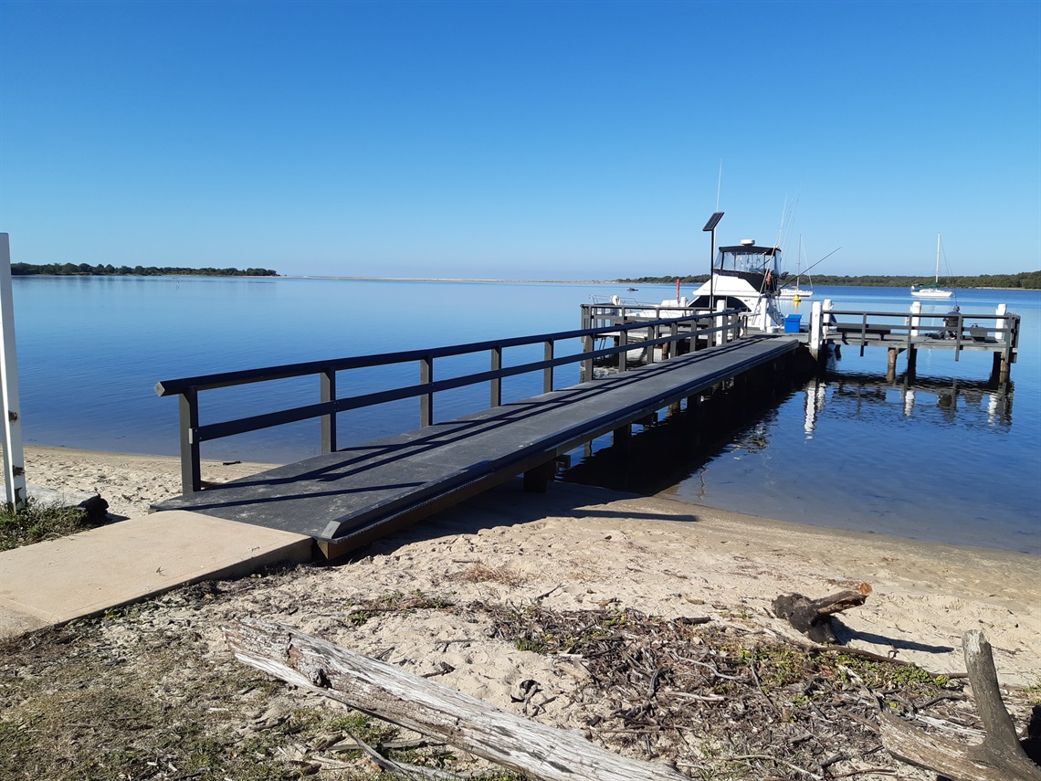 A photo of the new jetty taken from the shore.